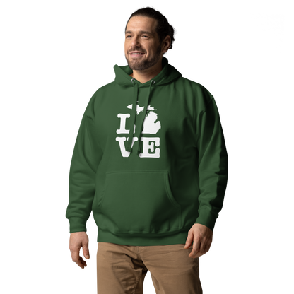 Michigan 'Love' Unisex Premium Hoodie (Typewriter Font w/MI Outline)