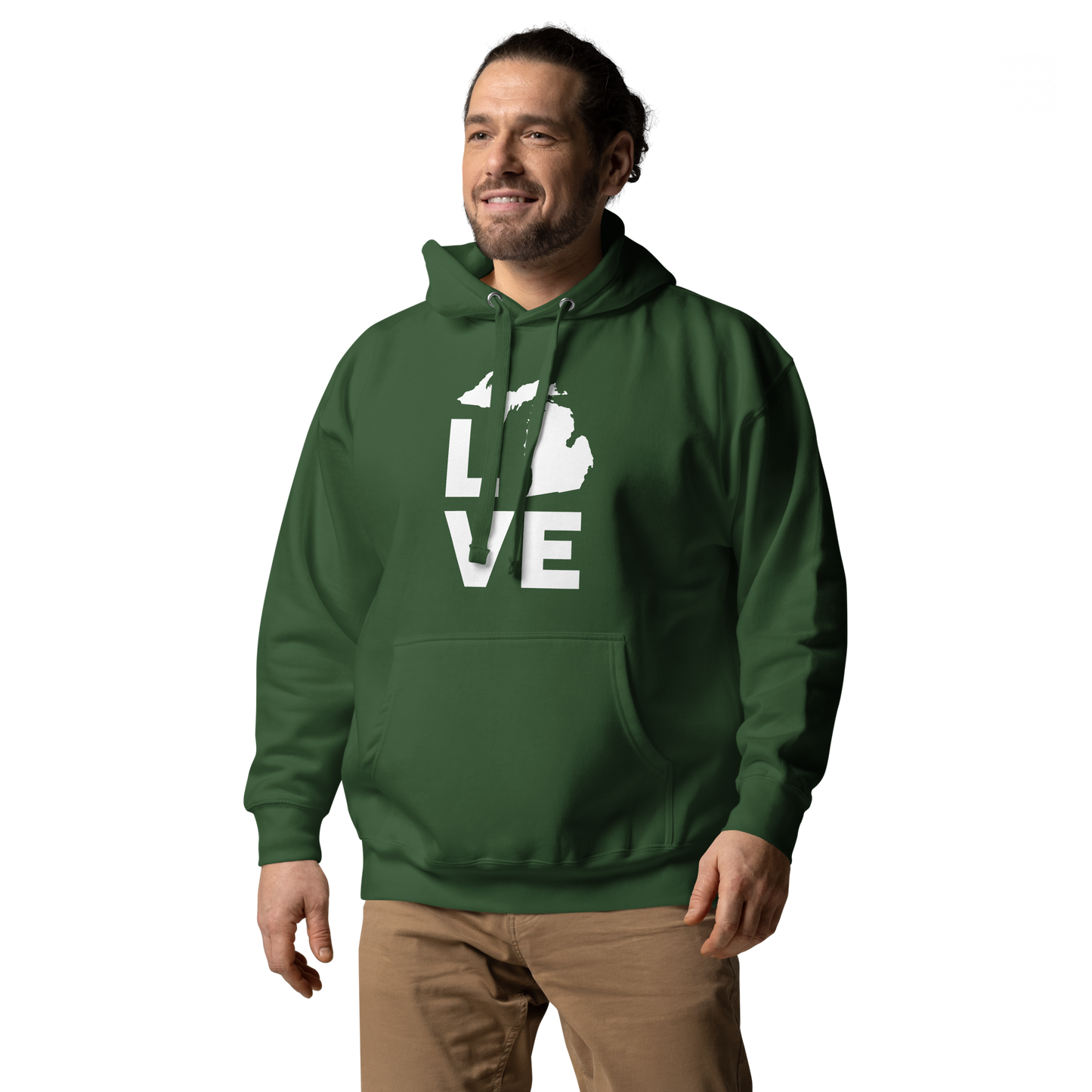 Michigan 'Love' Unisex Premium Hoodie (Geometric Sans Font w/MI Outline)