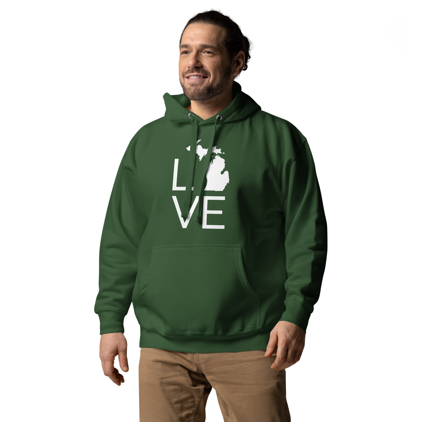 Michigan 'Love' Unisex Premium Hoodie (Thin Sans Font w/MI Outline)