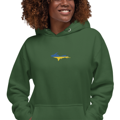 Michigan Upper Peninsula Hoodie (w/ Embroidered Ukraine Flag Outline) | Unisex Premium