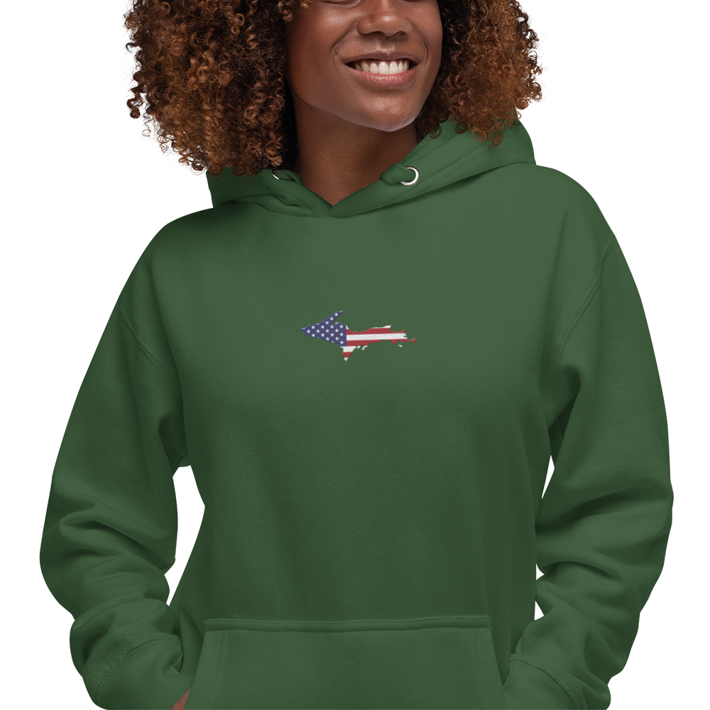 Michigan Upper Peninsula Hoodie (w/ Embroidered UP USA Flag Outline) | Unisex Premium