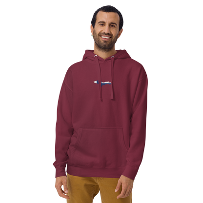 Michigan Upper Peninsula Hoodie (w/ Embroidered UP Finland Flag Outline) | Unisex Premium