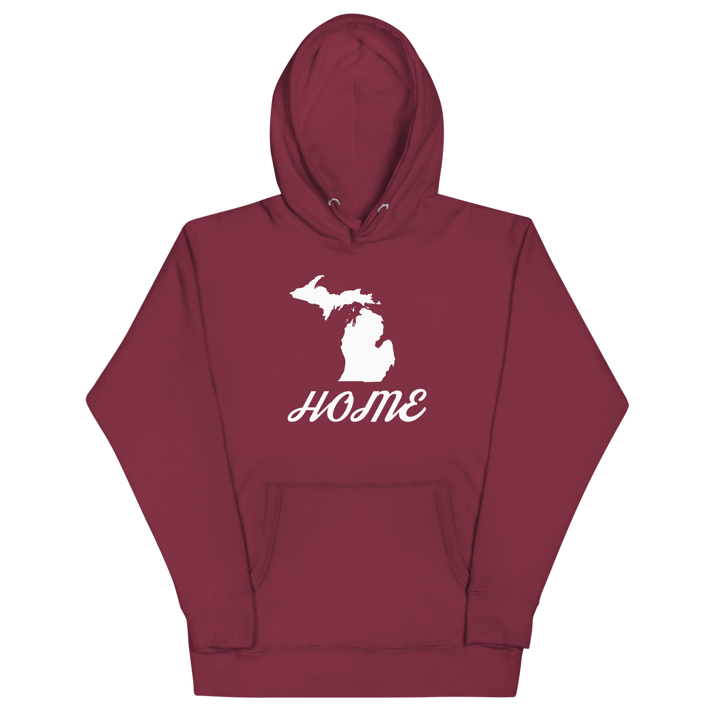 Michigan 'Home' Unisex Premium Hoodie (Script Font w/ MI Outline)