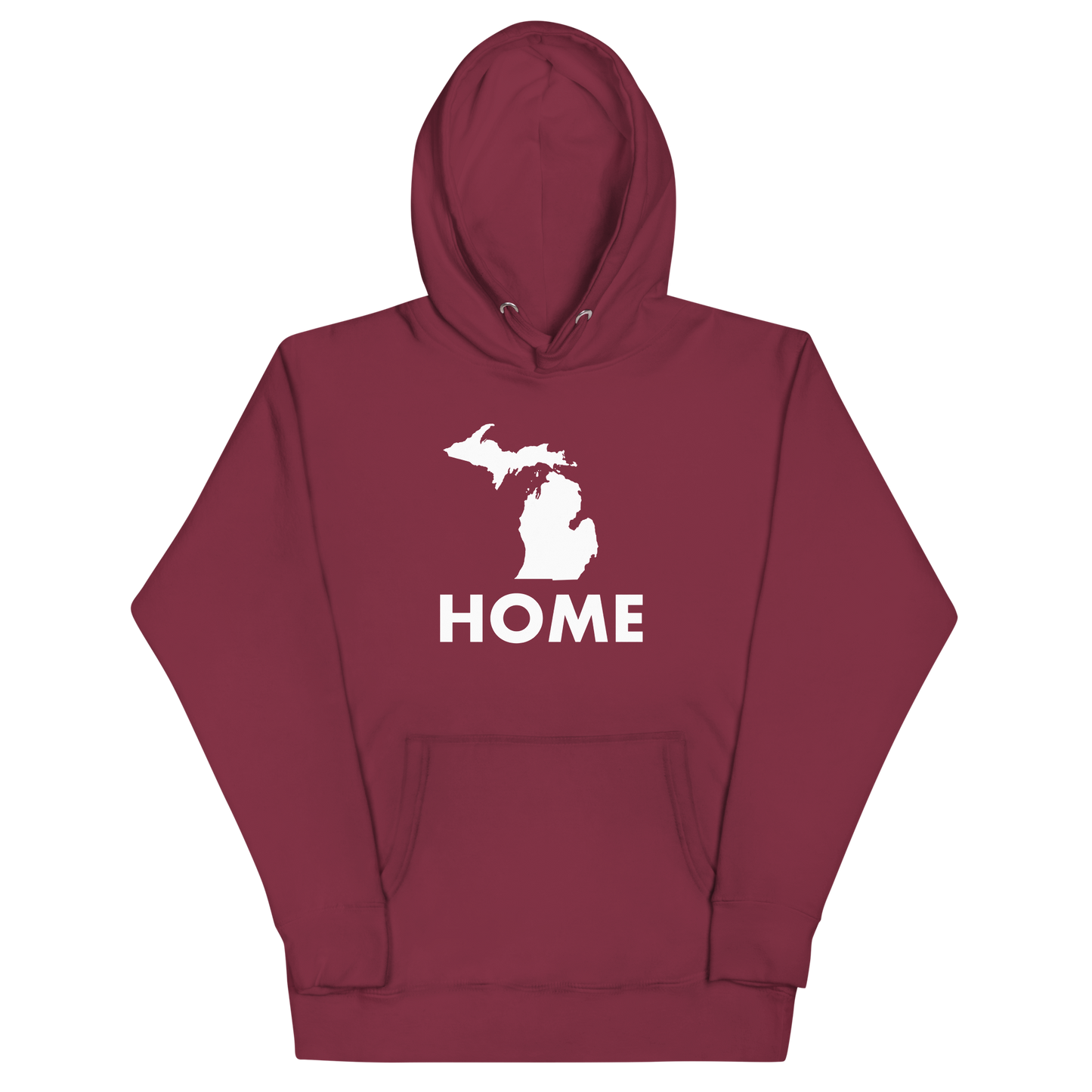 Michigan 'Home' Unisex Premium Hoodie (Geometric Sans Font w/ MI Outline)