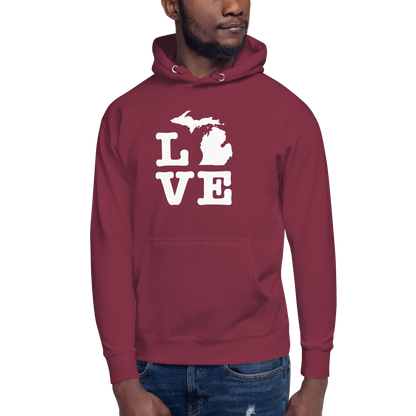 Michigan 'Love' Unisex Premium Hoodie (Typewriter Font w/MI Outline)