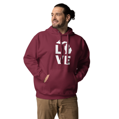 Michigan 'Love' Unisex Premium Hoodie (Geometric Sans Font w/MI Outline)