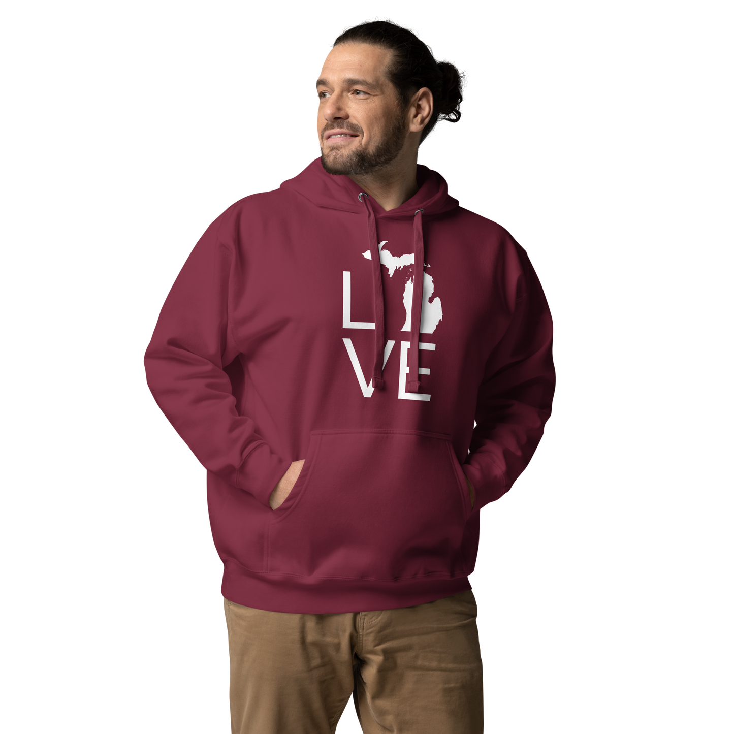 Michigan 'Love' Unisex Premium Hoodie (Thin Sans Font w/MI Outline)