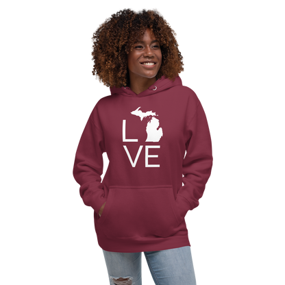 Michigan 'Love' Unisex Premium Hoodie (Thin Sans Font w/MI Outline)