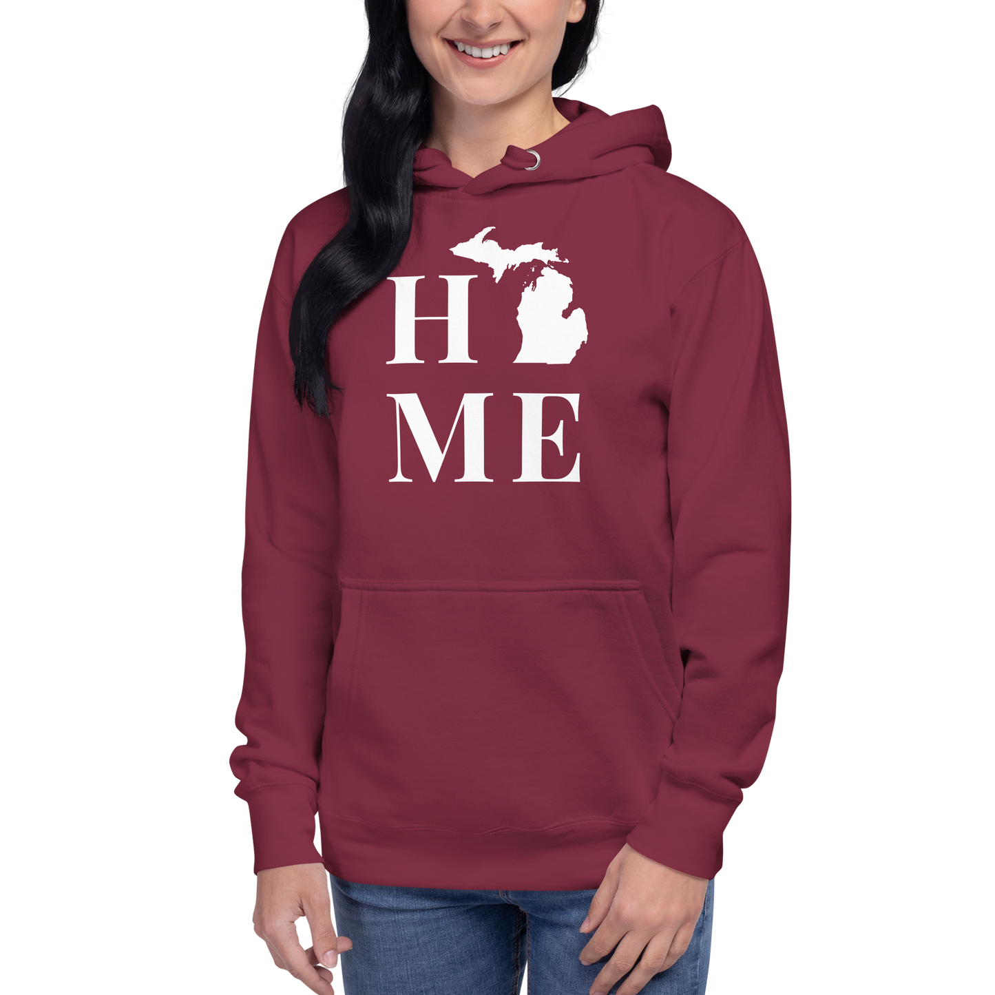 Michigan 'Home' Unisex Premium Hoodie (Serif Font)