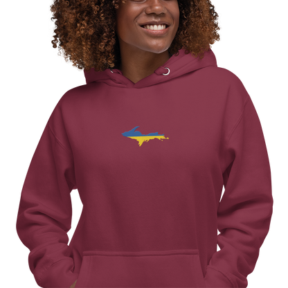 Michigan Upper Peninsula Hoodie (w/ Embroidered Ukraine Flag Outline) | Unisex Premium