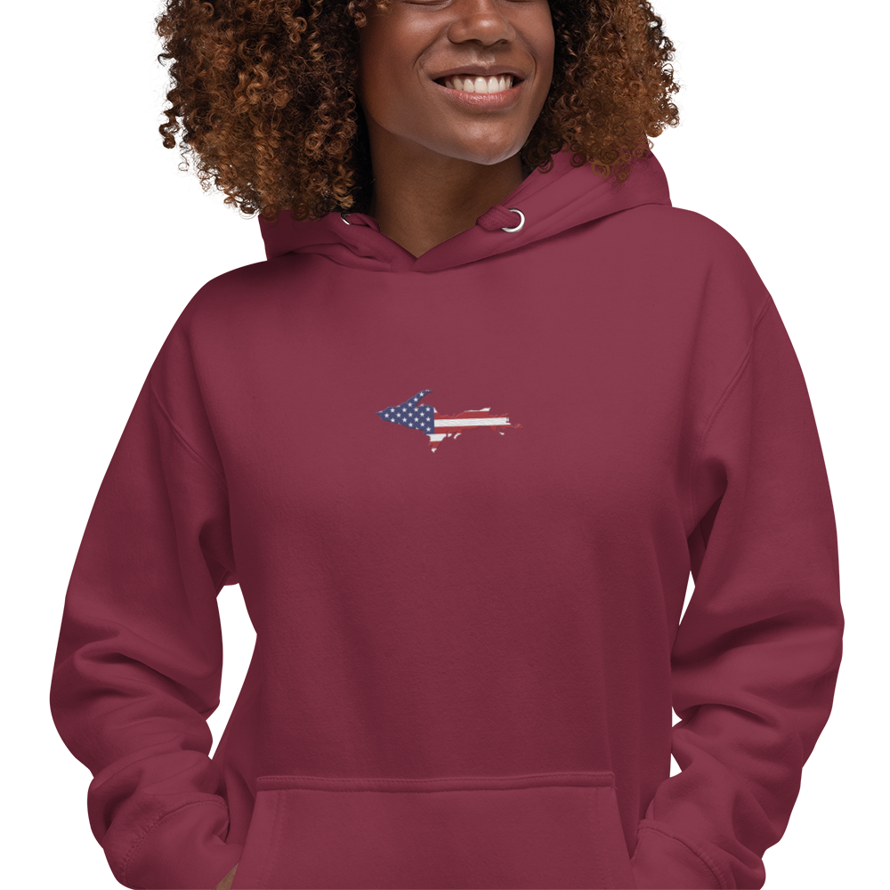 Michigan Upper Peninsula Hoodie (w/ Embroidered UP USA Flag Outline) | Unisex Premium