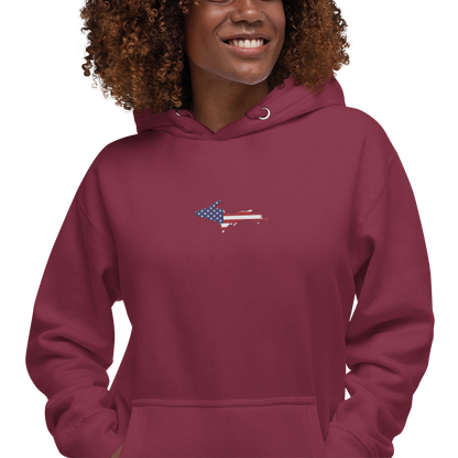 Michigan Upper Peninsula Hoodie (w/ Embroidered UP USA Flag Outline) | Unisex Premium