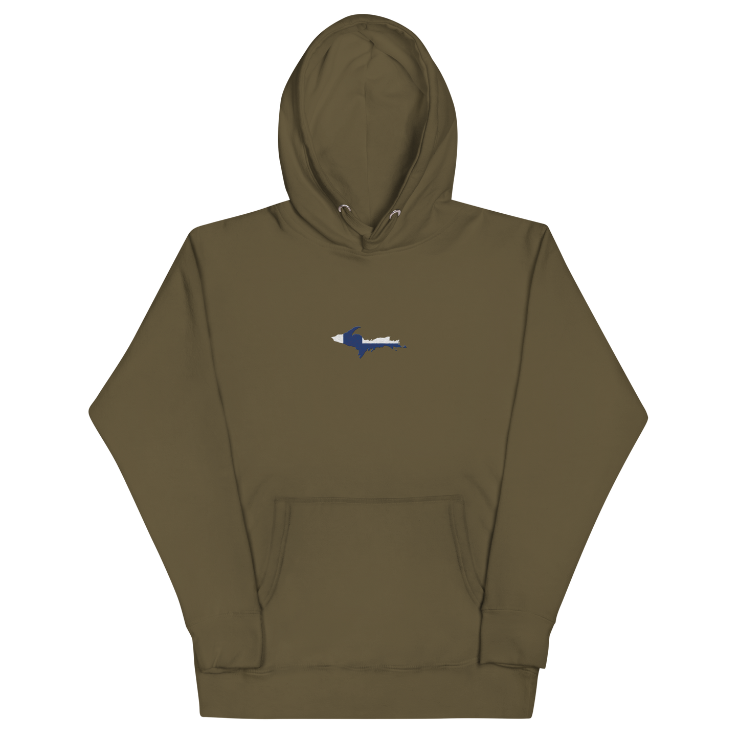 Michigan Upper Peninsula Hoodie (w/ Embroidered UP Finland Flag Outline) | Unisex Premium