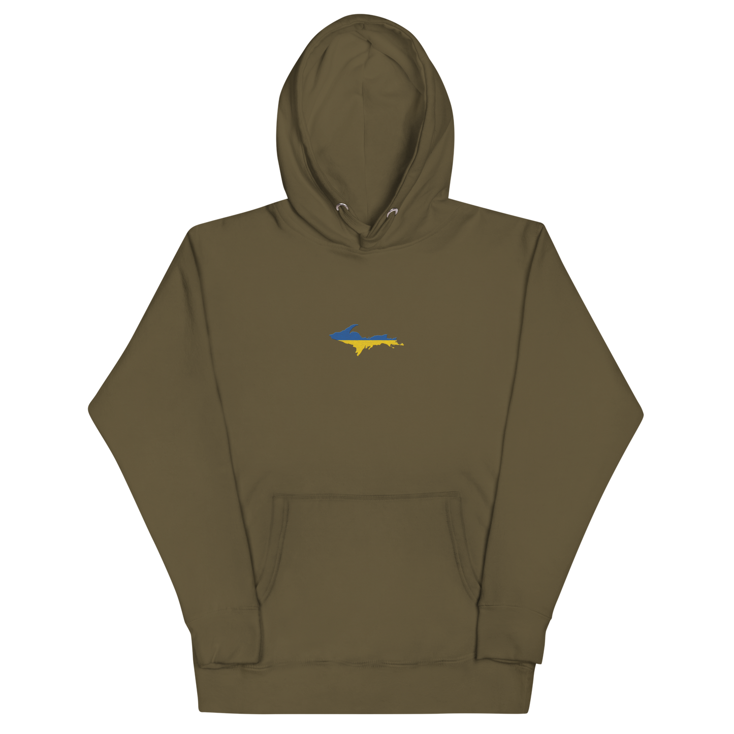 Michigan Upper Peninsula Hoodie (w/ Embroidered Ukraine Flag Outline) | Unisex Premium