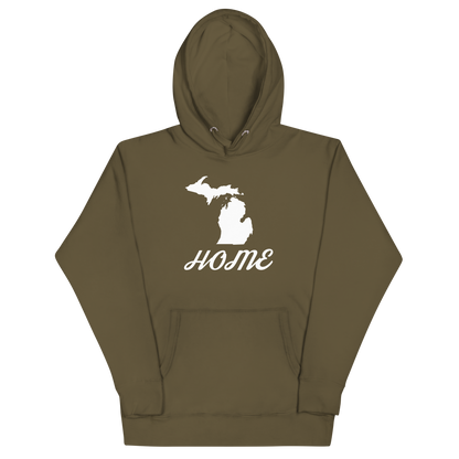 Michigan 'Home' Unisex Premium Hoodie (Script Font w/ MI Outline)