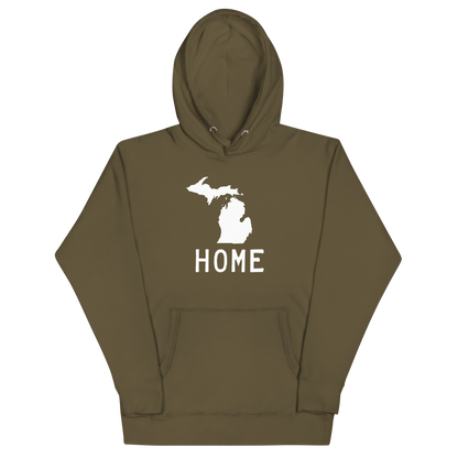 Michigan 'Home' Unisex Premium Hoodie (Licence Plate Font w/ MI Outline)