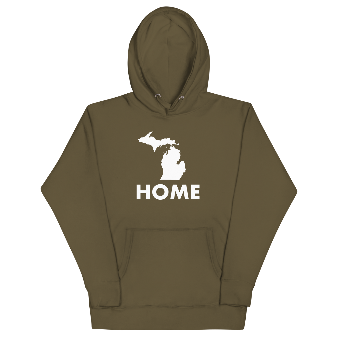 Michigan 'Home' Unisex Premium Hoodie (Geometric Sans Font w/ MI Outline)