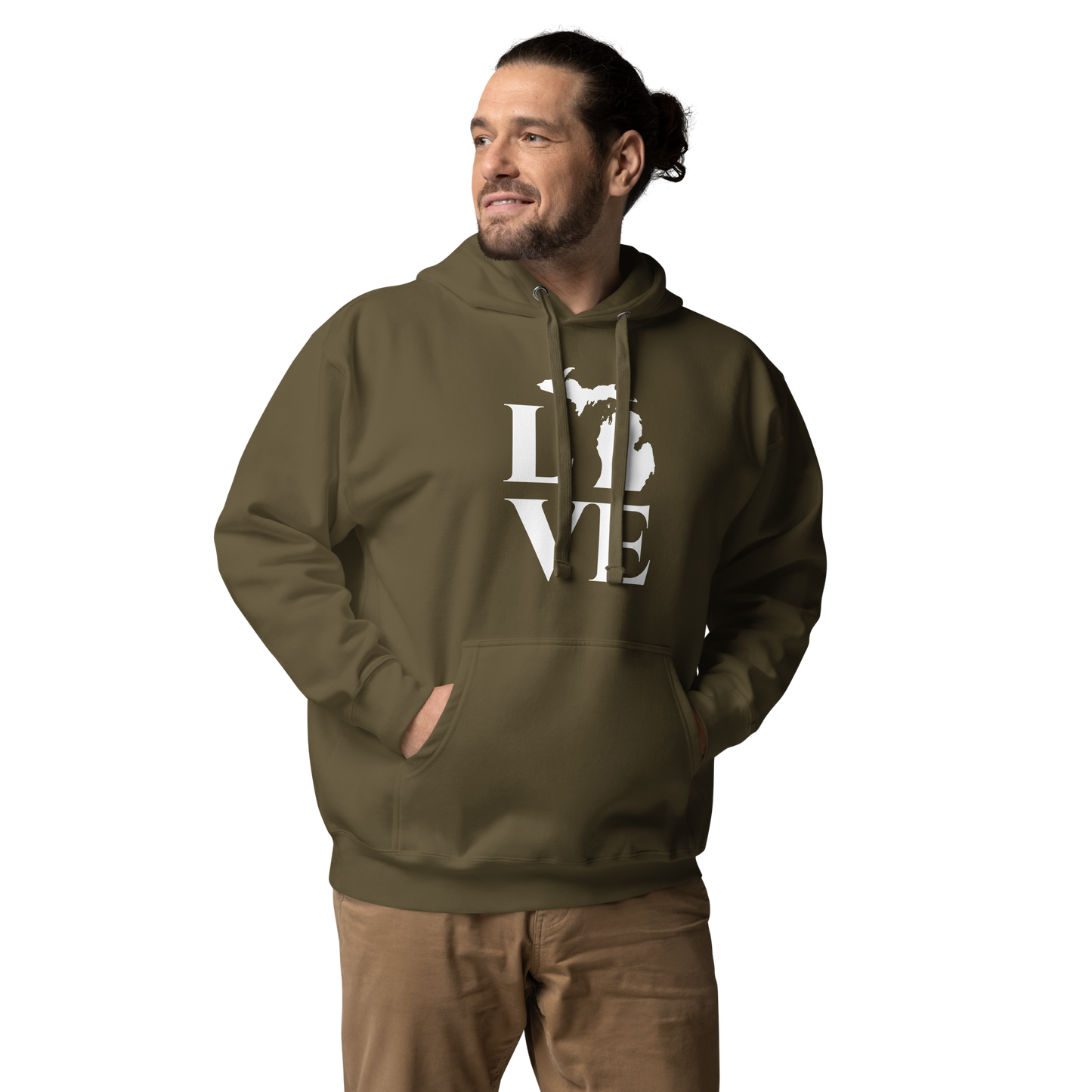 Michigan 'Love' Unisex Premium Hoodie (Classical Roman Font w/MI Outline)