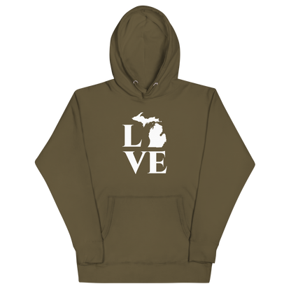 Michigan 'Love' Unisex Premium Hoodie (Classical Roman Font w/MI Outline)