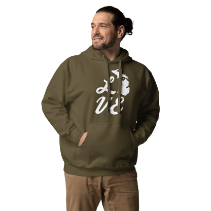 Michigan 'Love' Unisex Premium Hoodie (Script Font w/MI Outline)