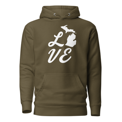 Michigan 'Love' Unisex Premium Hoodie (Script Font w/MI Outline)