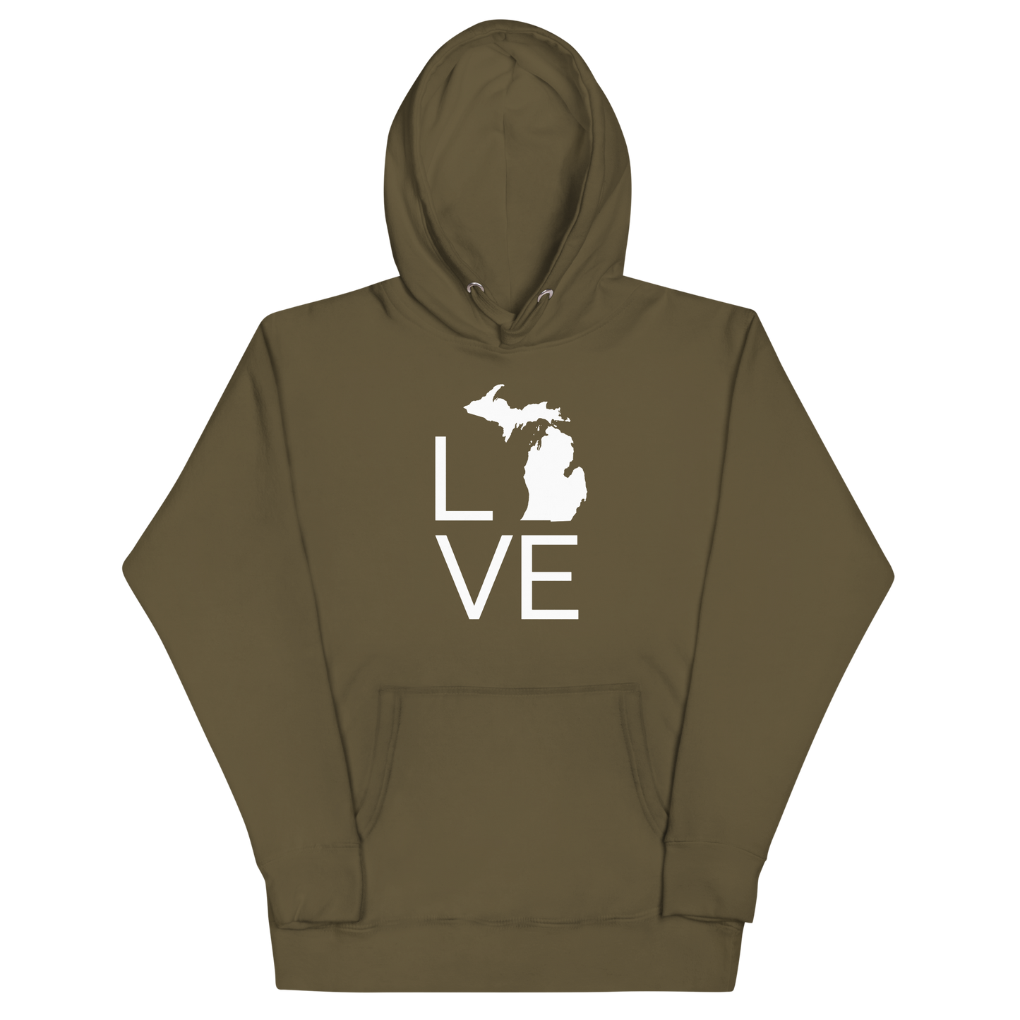 Michigan 'Love' Unisex Premium Hoodie (Thin Sans Font w/MI Outline)