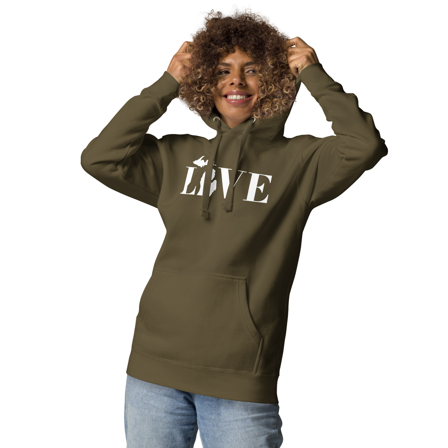 Michigan 'Love' Unisex Premium Hoodie (Didone Font w/MI Outline)