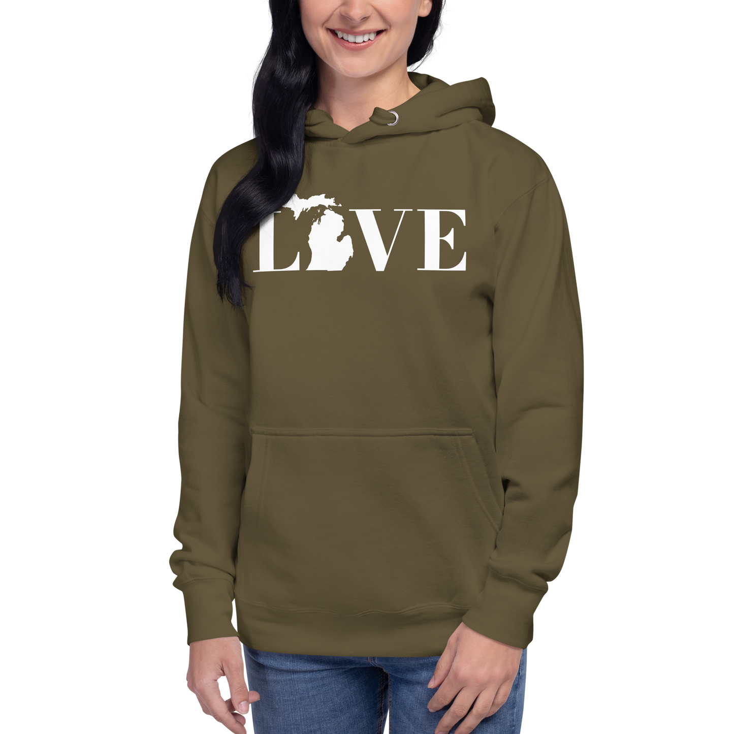 Michigan 'Love' Unisex Premium Hoodie (Didone Font w/MI Outline)