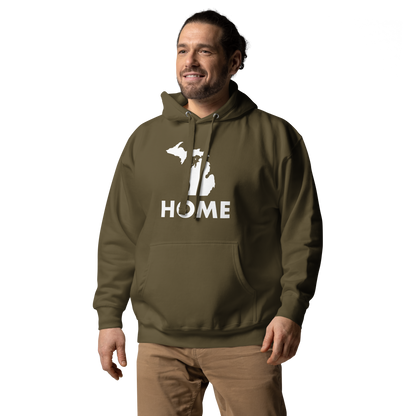 Michigan 'Home' Unisex Premium Hoodie (Geometric Sans Font w/ MI Outline)