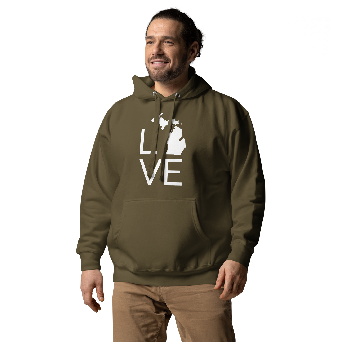 Michigan 'Love' Unisex Premium Hoodie (Thin Sans Font w/MI Outline)