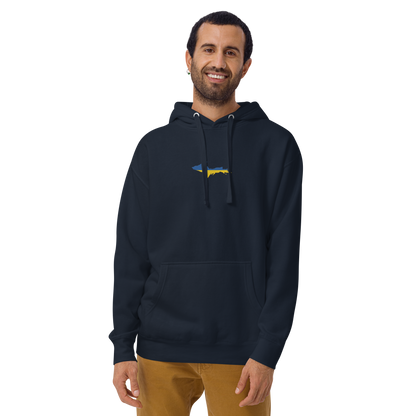 Michigan Upper Peninsula Hoodie (w/ Embroidered Ukraine Flag Outline) | Unisex Premium