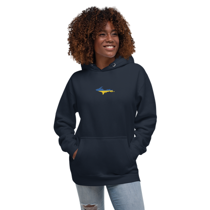 Michigan Upper Peninsula Hoodie (w/ Embroidered Ukraine Flag Outline) | Unisex Premium