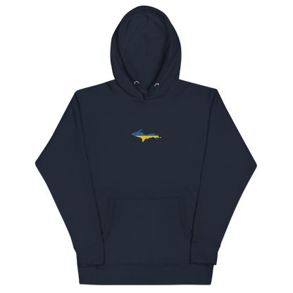 Michigan Upper Peninsula Hoodie (w/ Embroidered Ukraine Flag Outline) | Unisex Premium