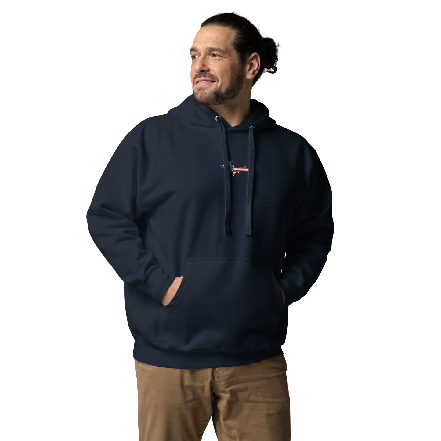 Michigan Upper Peninsula Hoodie (w/ Embroidered UP USA Flag Outline) | Unisex Premium