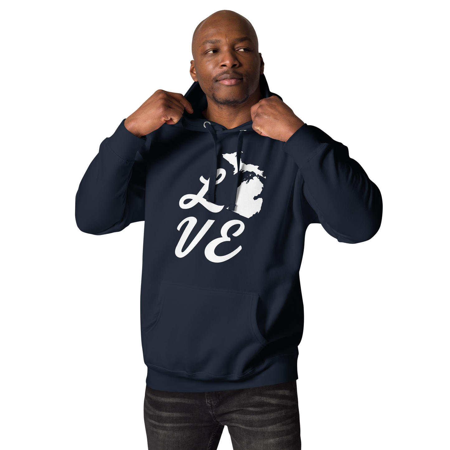 Michigan 'Love' Unisex Premium Hoodie (Script Font w/MI Outline)