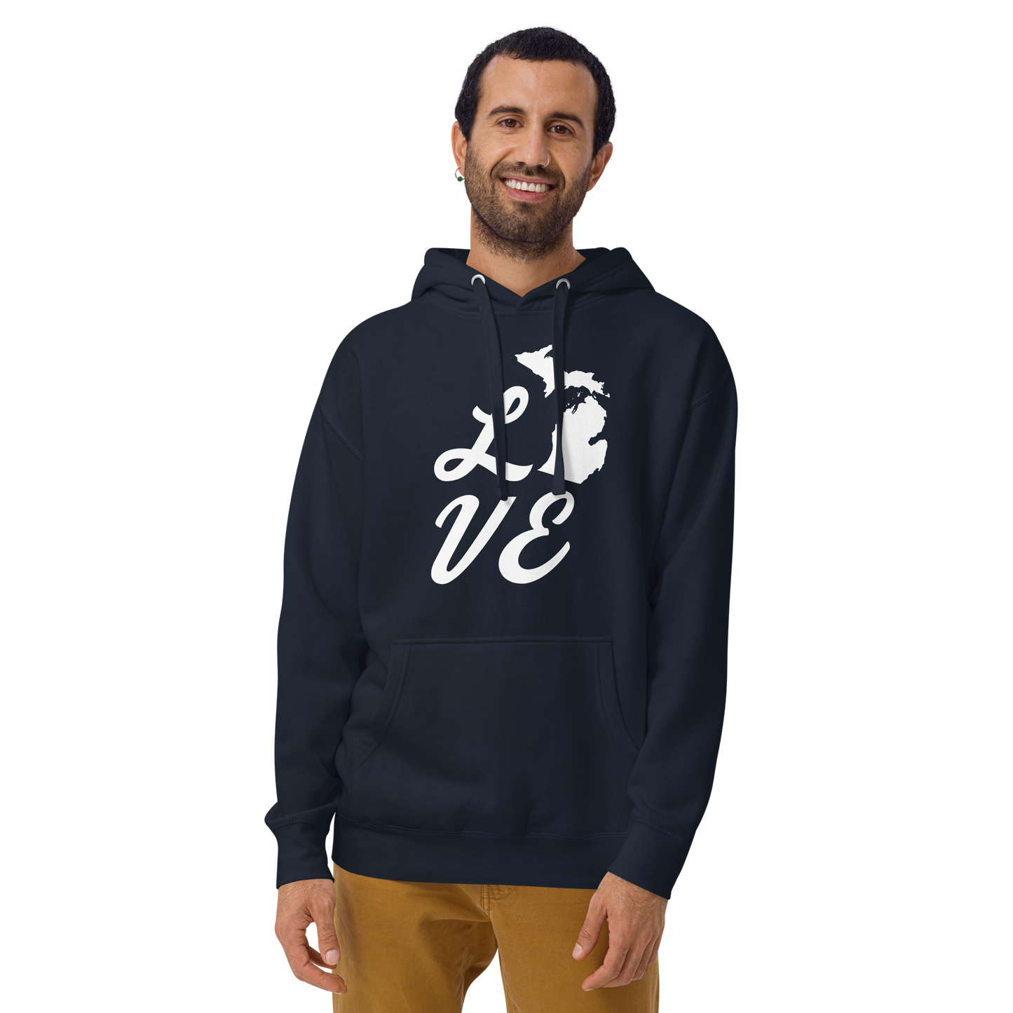 Michigan 'Love' Unisex Premium Hoodie (Script Font w/MI Outline)