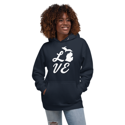 Michigan 'Love' Unisex Premium Hoodie (Script Font w/MI Outline)