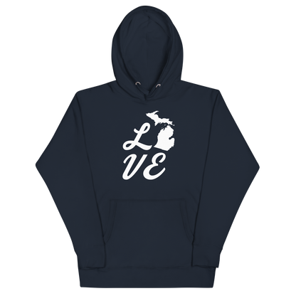 Michigan 'Love' Unisex Premium Hoodie (Script Font w/MI Outline)