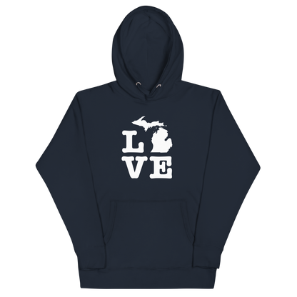 Michigan 'Love' Unisex Premium Hoodie (Typewriter Font w/MI Outline)