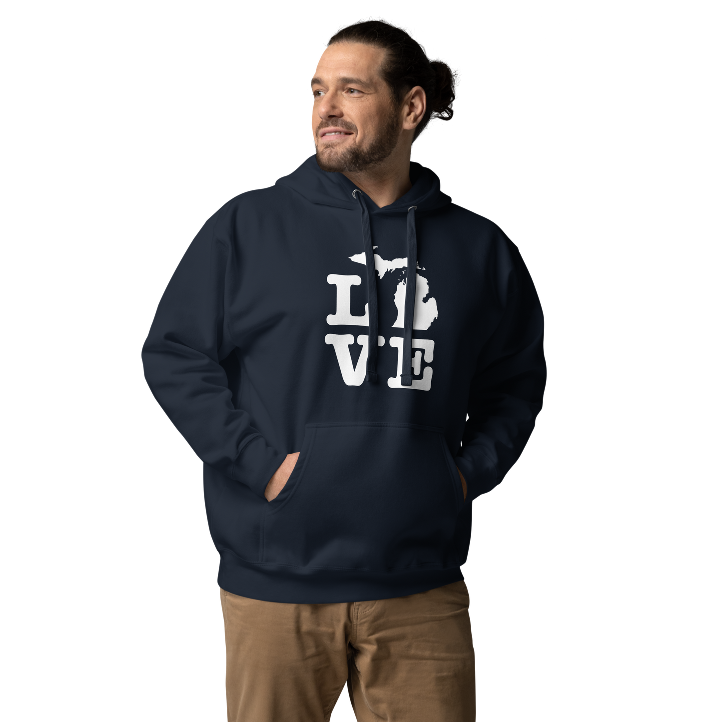 Michigan 'Love' Unisex Premium Hoodie (Typewriter Font w/MI Outline)