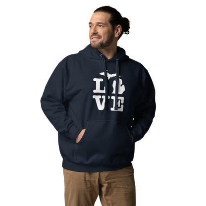 Michigan 'Love' Unisex Premium Hoodie (Typewriter Font w/MI Outline)