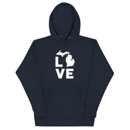 Michigan 'Love' Unisex Premium Hoodie (Geometric Sans Font w/MI Outline)