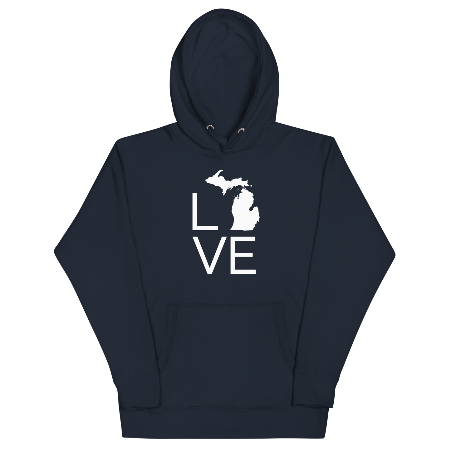 Michigan 'Love' Unisex Premium Hoodie (Thin Sans Font w/MI Outline)