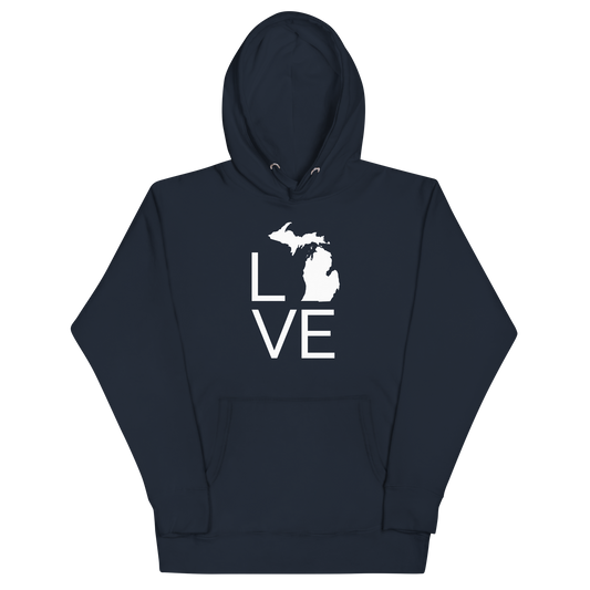 Michigan 'Love' Unisex Premium Hoodie (Thin Sans Font w/MI Outline)