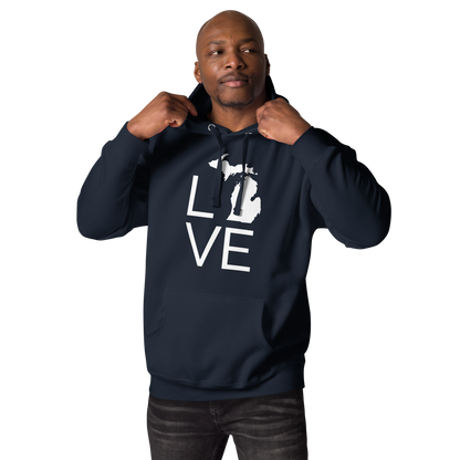 Michigan 'Love' Unisex Premium Hoodie (Thin Sans Font w/MI Outline)