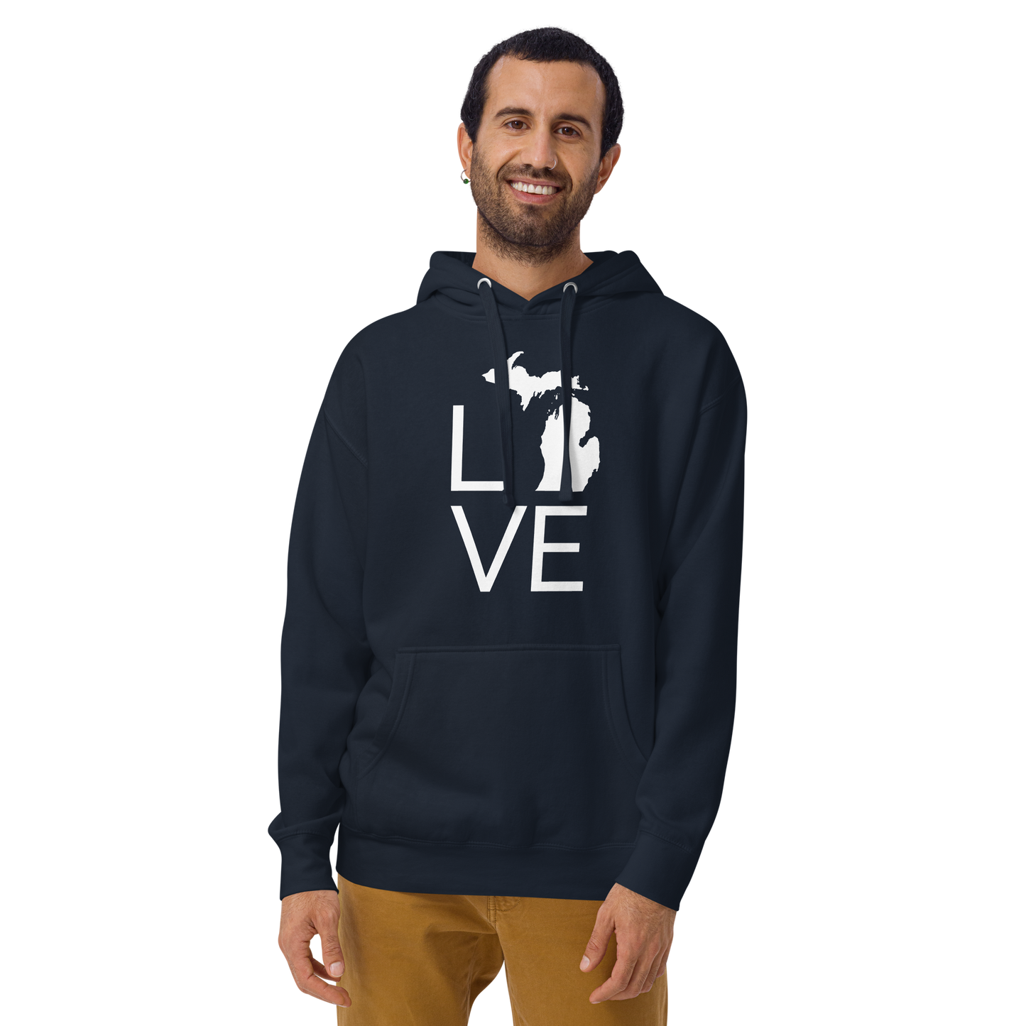 Michigan 'Love' Unisex Premium Hoodie (Thin Sans Font w/MI Outline)