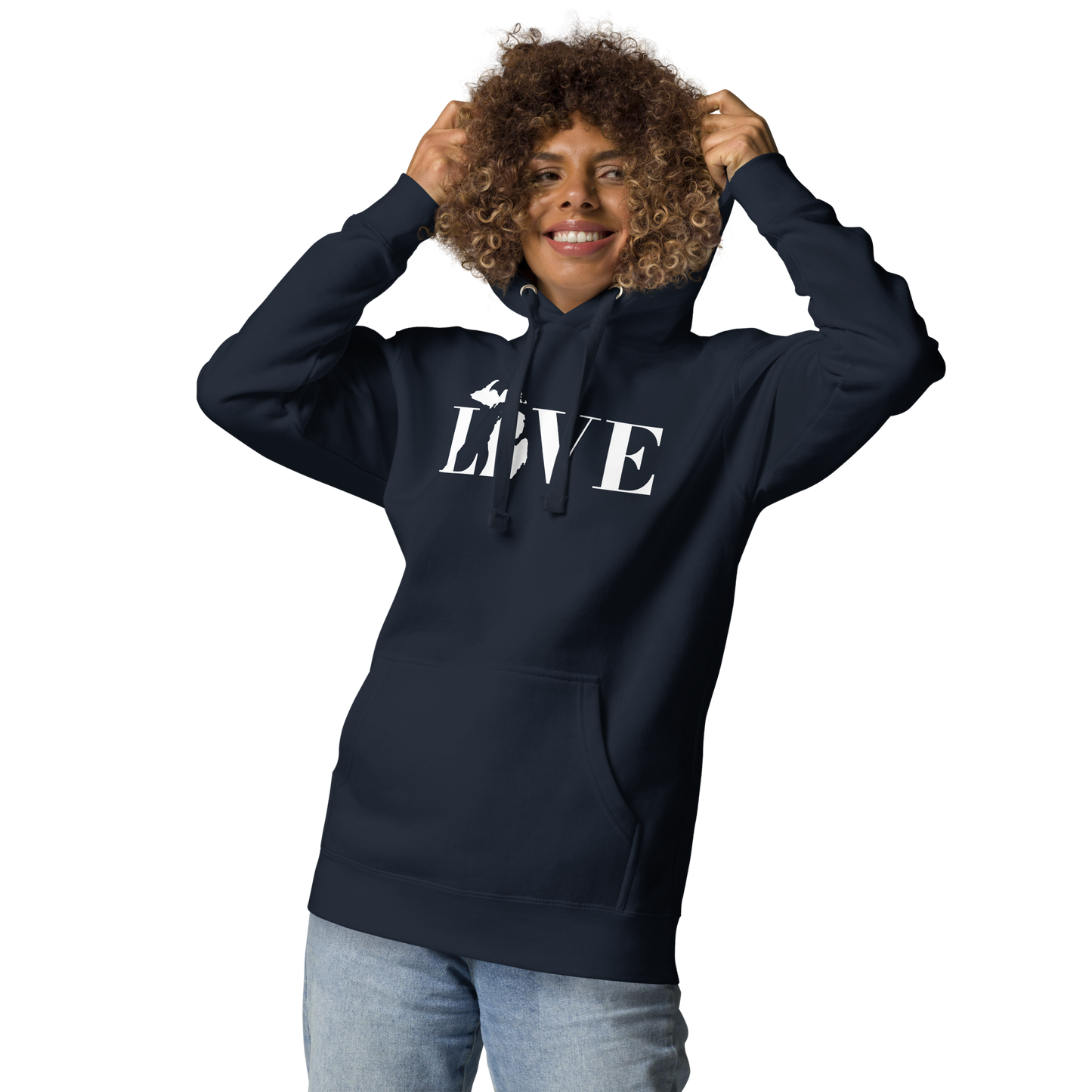 Michigan 'Love' Unisex Premium Hoodie (Didone Font w/MI Outline)