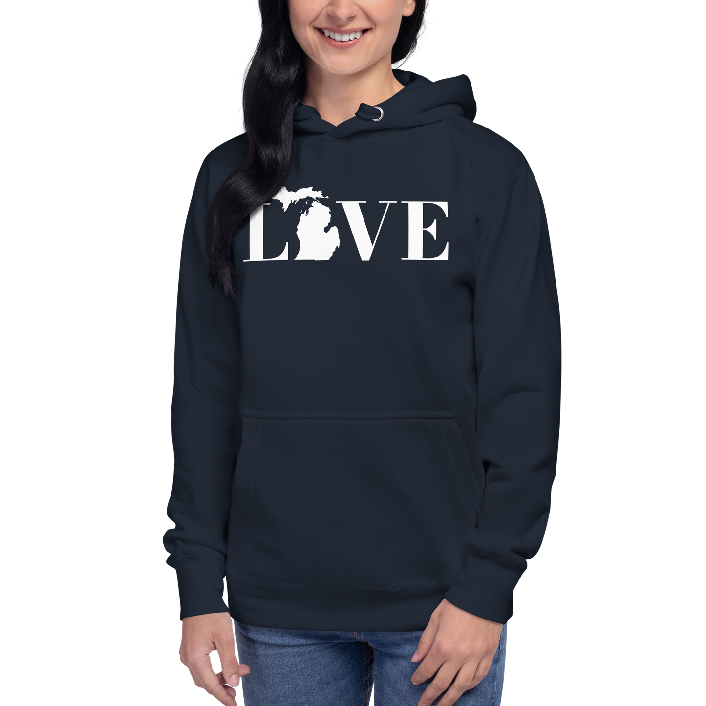 Michigan 'Love' Unisex Premium Hoodie (Didone Font w/MI Outline)