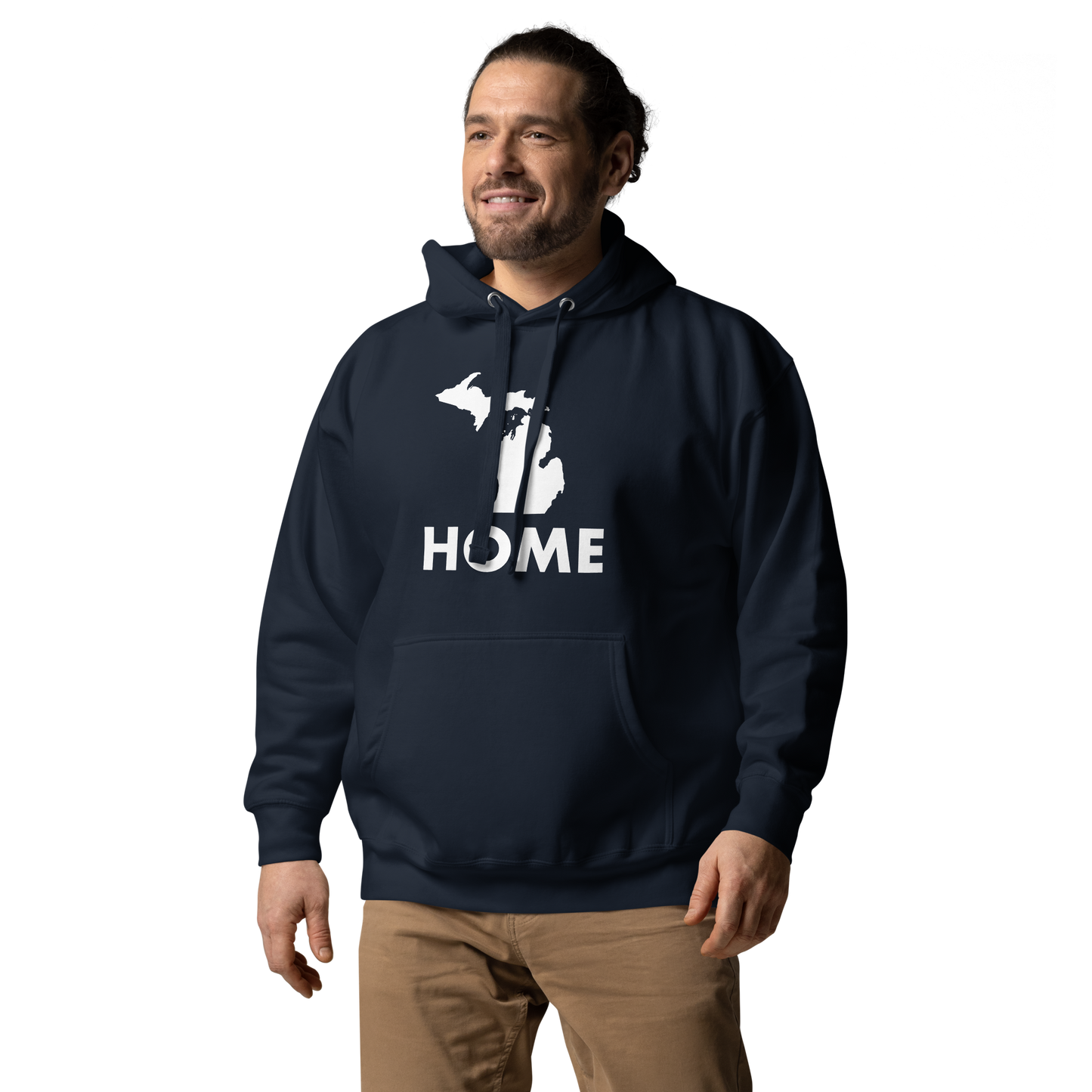 Michigan 'Home' Unisex Premium Hoodie (Geometric Sans Font w/ MI Outline)