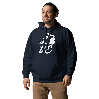 Michigan 'Love' Unisex Premium Hoodie (Script Font w/MI Outline)